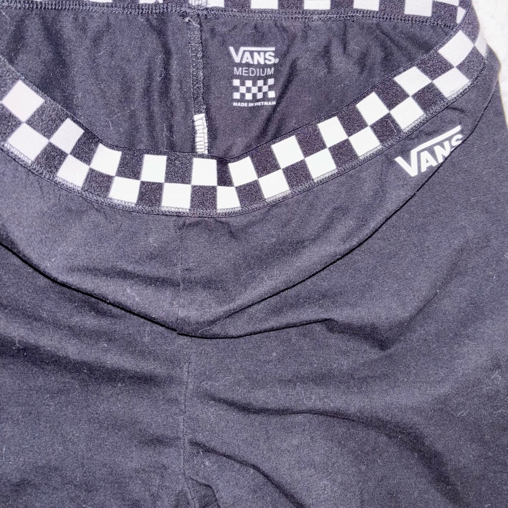 Vans Black Leggings with Checkered Logo Waistband